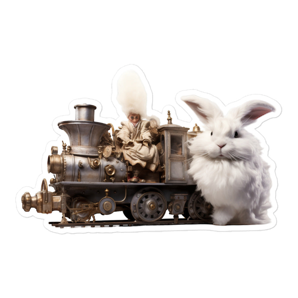 Satin Angora Transit Operator Bunny Sticker - Stickerfy.ai