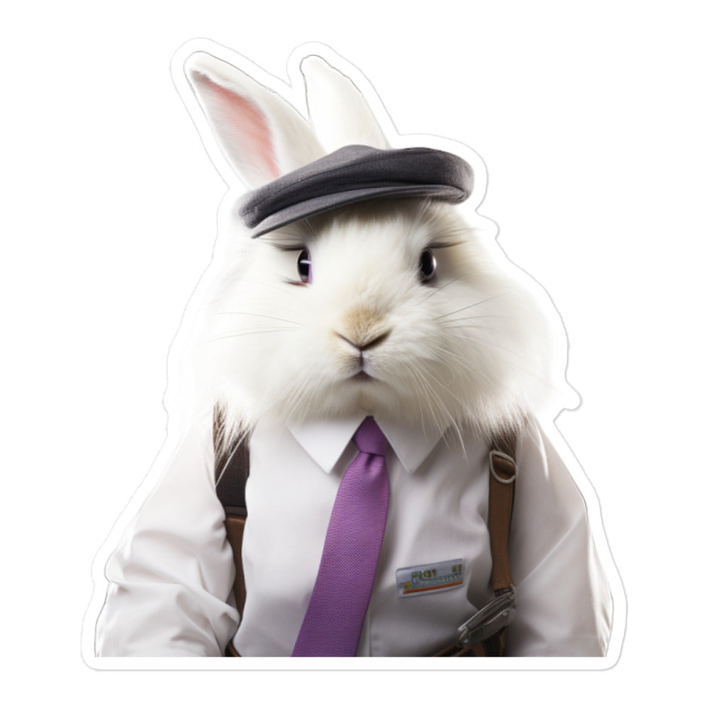 Satin Angora Transit Operator Bunny Sticker - Stickerfy.ai