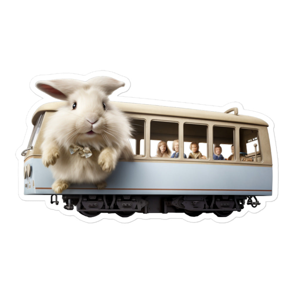 Satin Angora Transit Operator Bunny Sticker - Stickerfy.ai