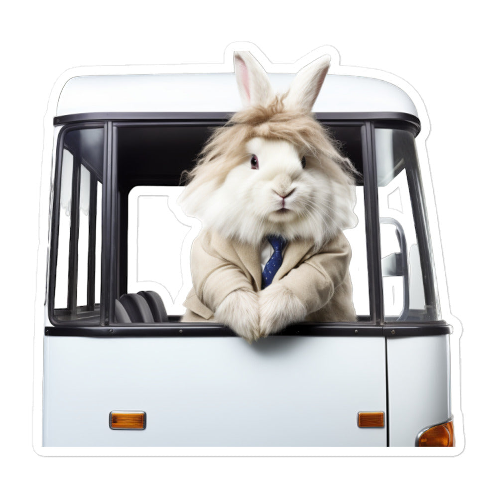 Satin Angora Transit Operator Bunny Sticker - Stickerfy.ai