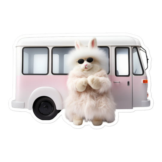 Satin Angora Transit Operator Bunny Sticker - Stickerfy.ai