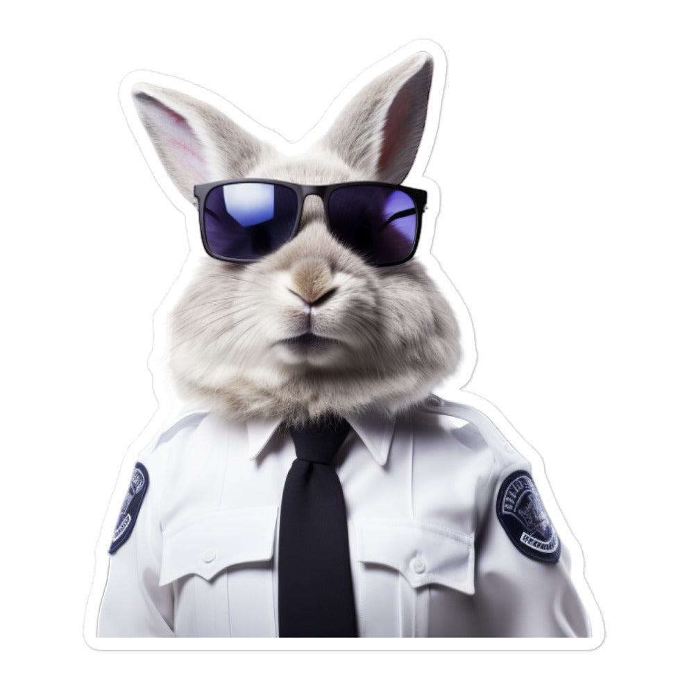 Satin Angora Security Officer Bunny Sticker - Stickerfy.ai