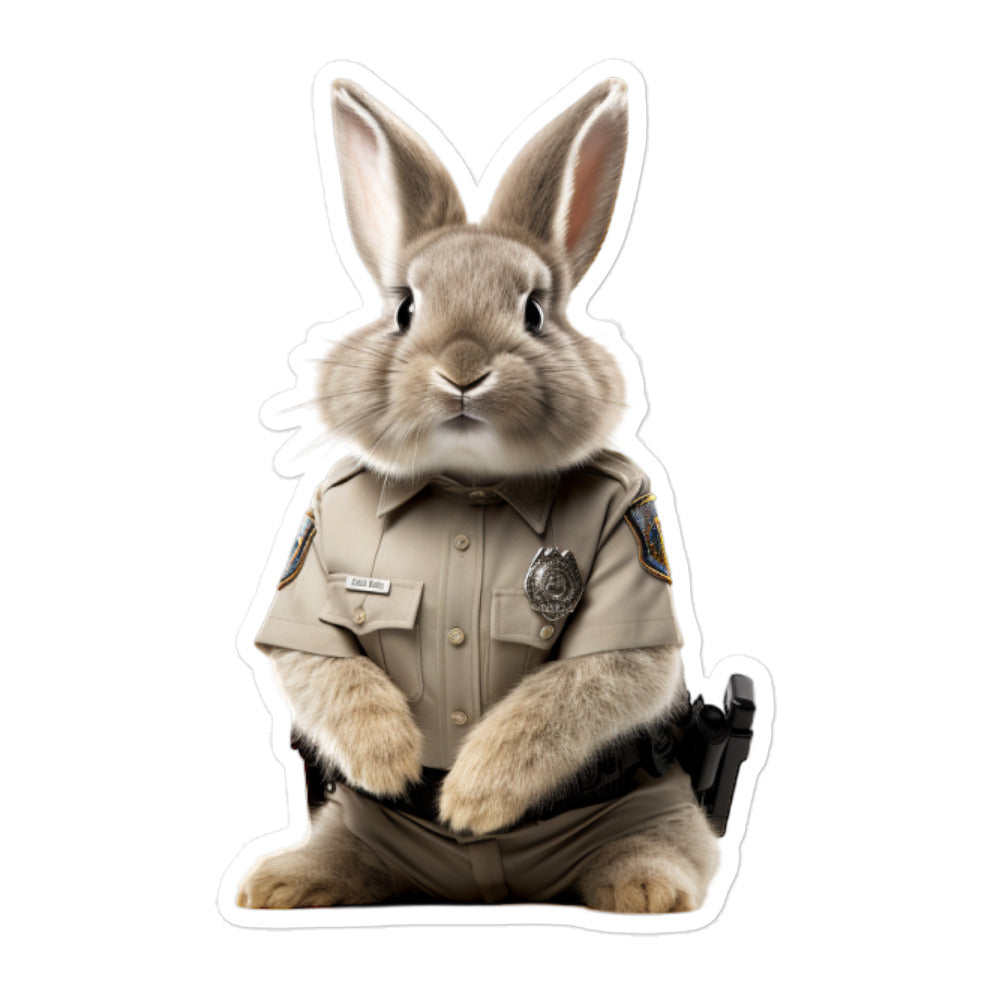 Satin Angora Security Officer Bunny Sticker - Stickerfy.ai