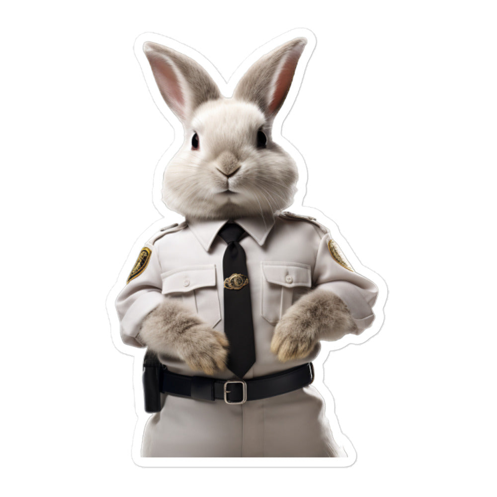 Satin Angora Security Officer Bunny Sticker - Stickerfy.ai