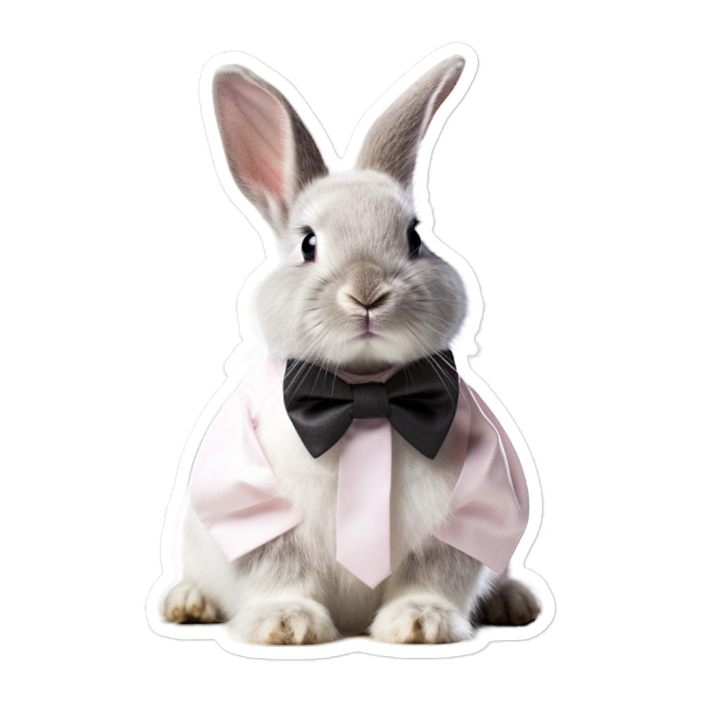 Satin Angora Persuasive Sales Bunny Sticker - Stickerfy.ai