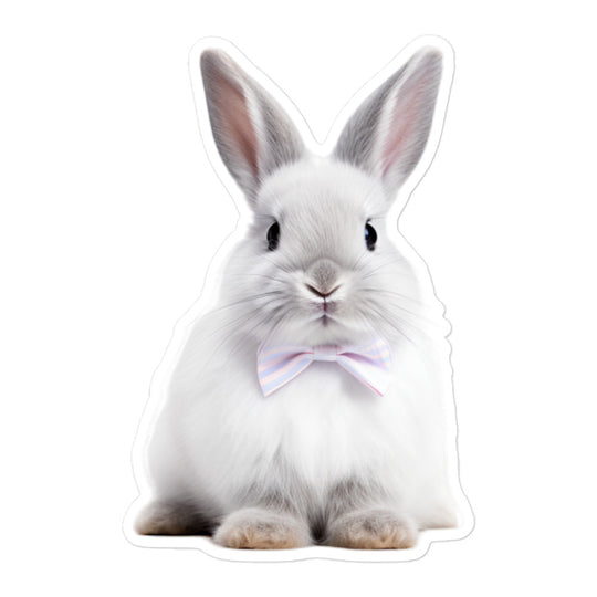 Satin Angora Persuasive Sales Bunny Sticker - Stickerfy.ai