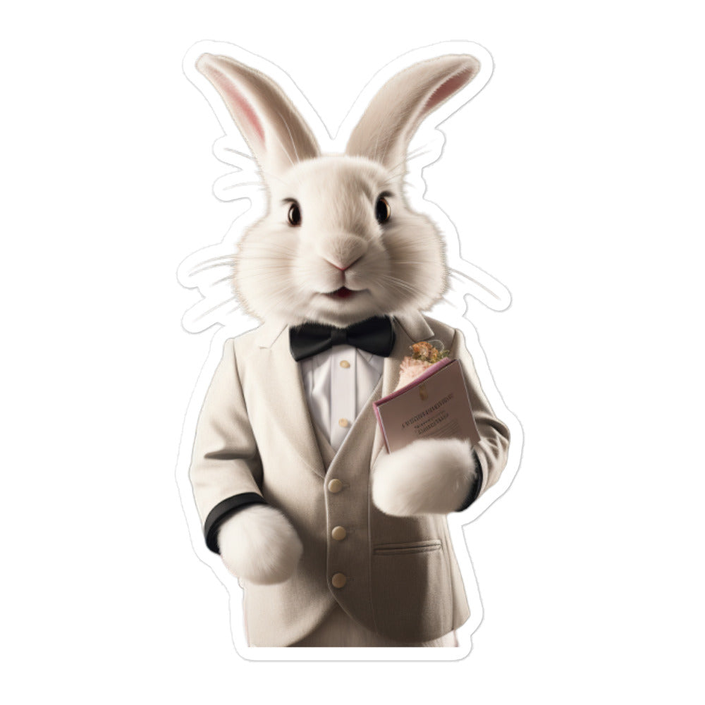 Satin Angora Welcoming Hotel Bunny Sticker - Stickerfy.ai