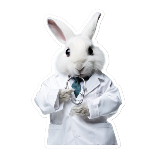 Satin Angora Compassionate Doctor Bunny Sticker - Stickerfy.ai