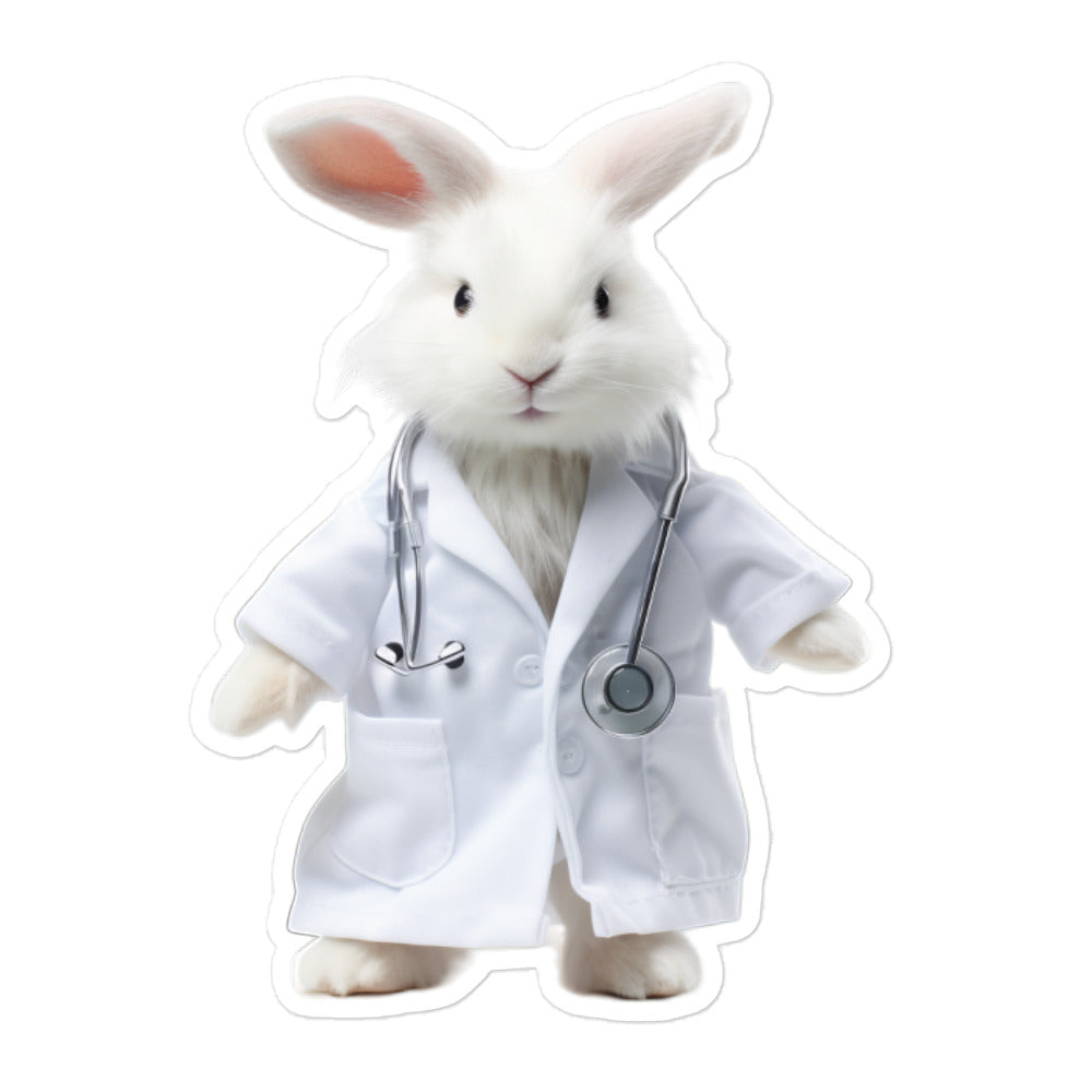 Satin Angora Compassionate Doctor Bunny Sticker - Stickerfy.ai