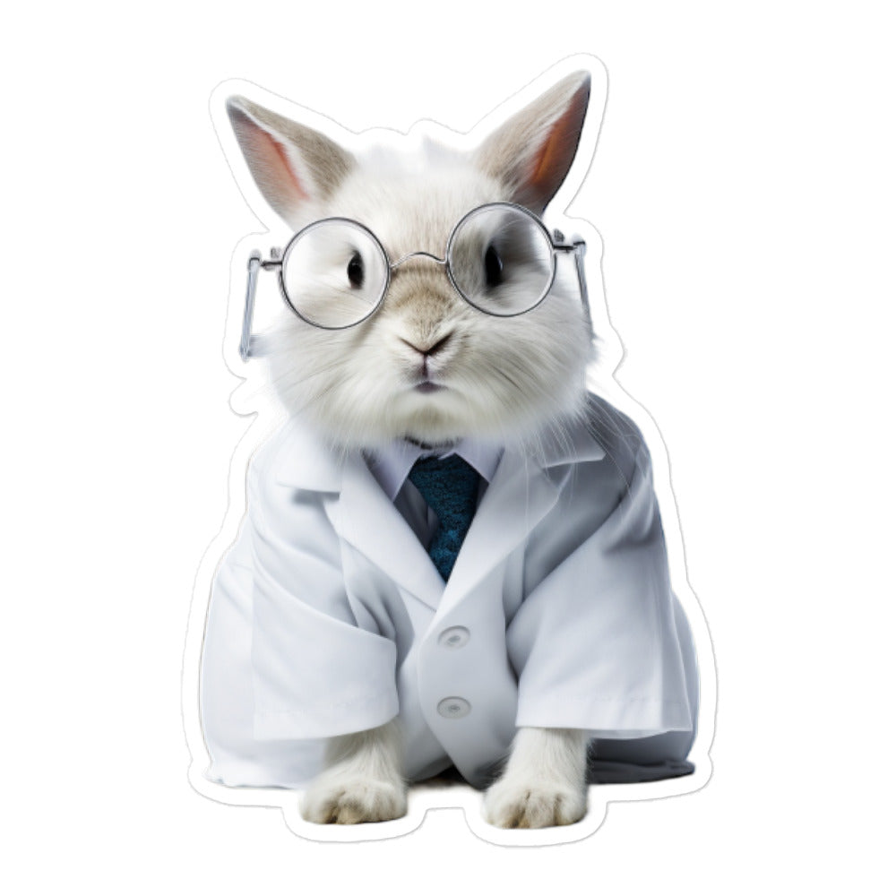 Satin Angora Compassionate Doctor Bunny Sticker - Stickerfy.ai