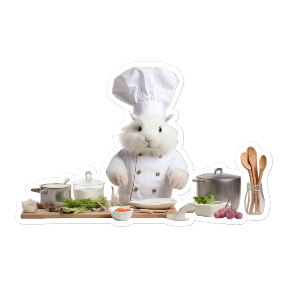 Satin Angora Chef Bunny Sticker - Stickerfy.ai