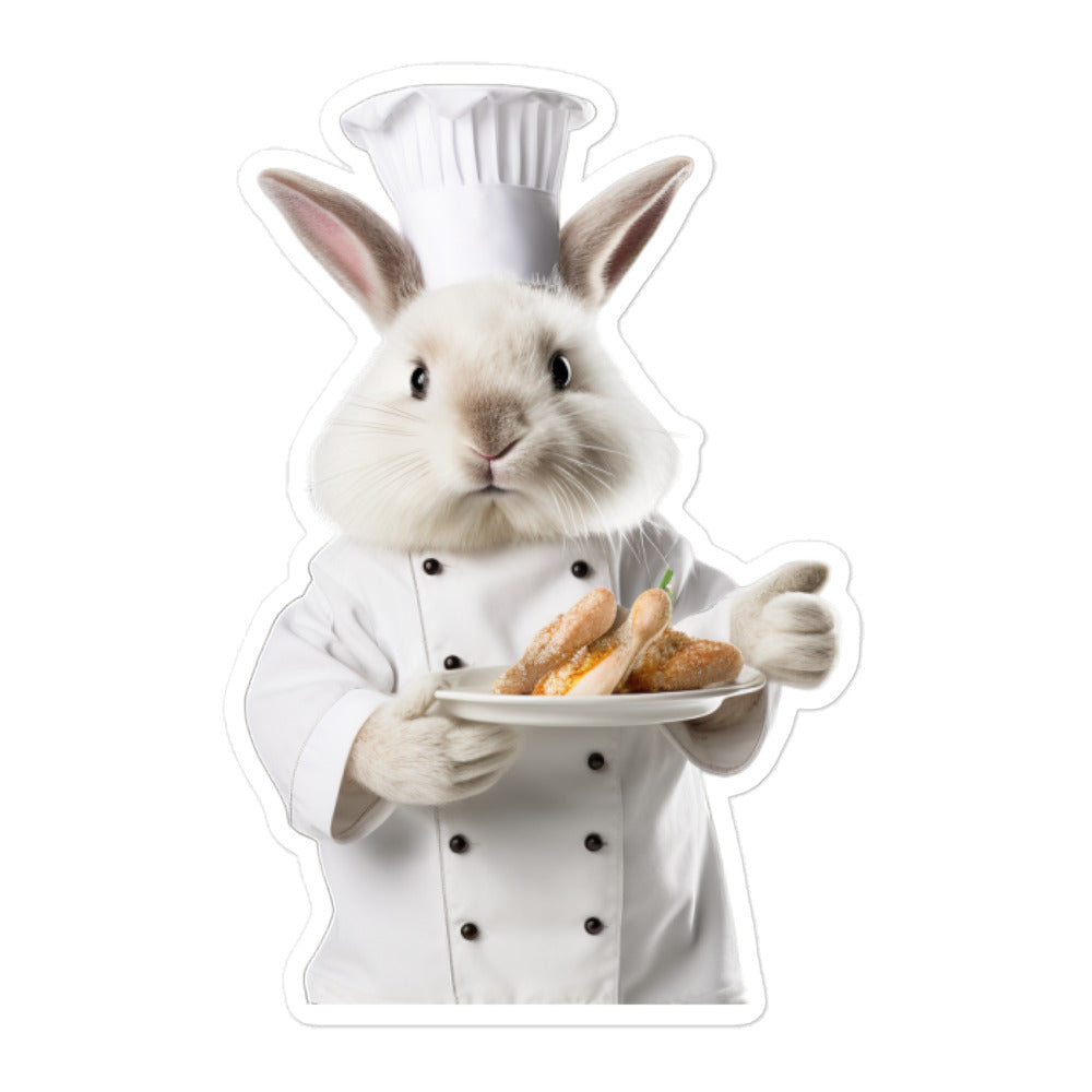 Satin Angora Chef Bunny Sticker - Stickerfy.ai