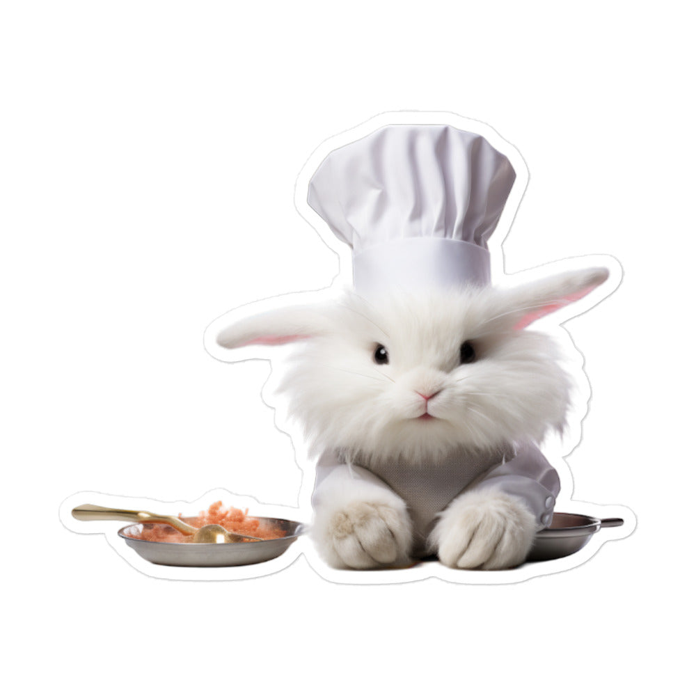 Satin Angora Chef Bunny Sticker - Stickerfy.ai