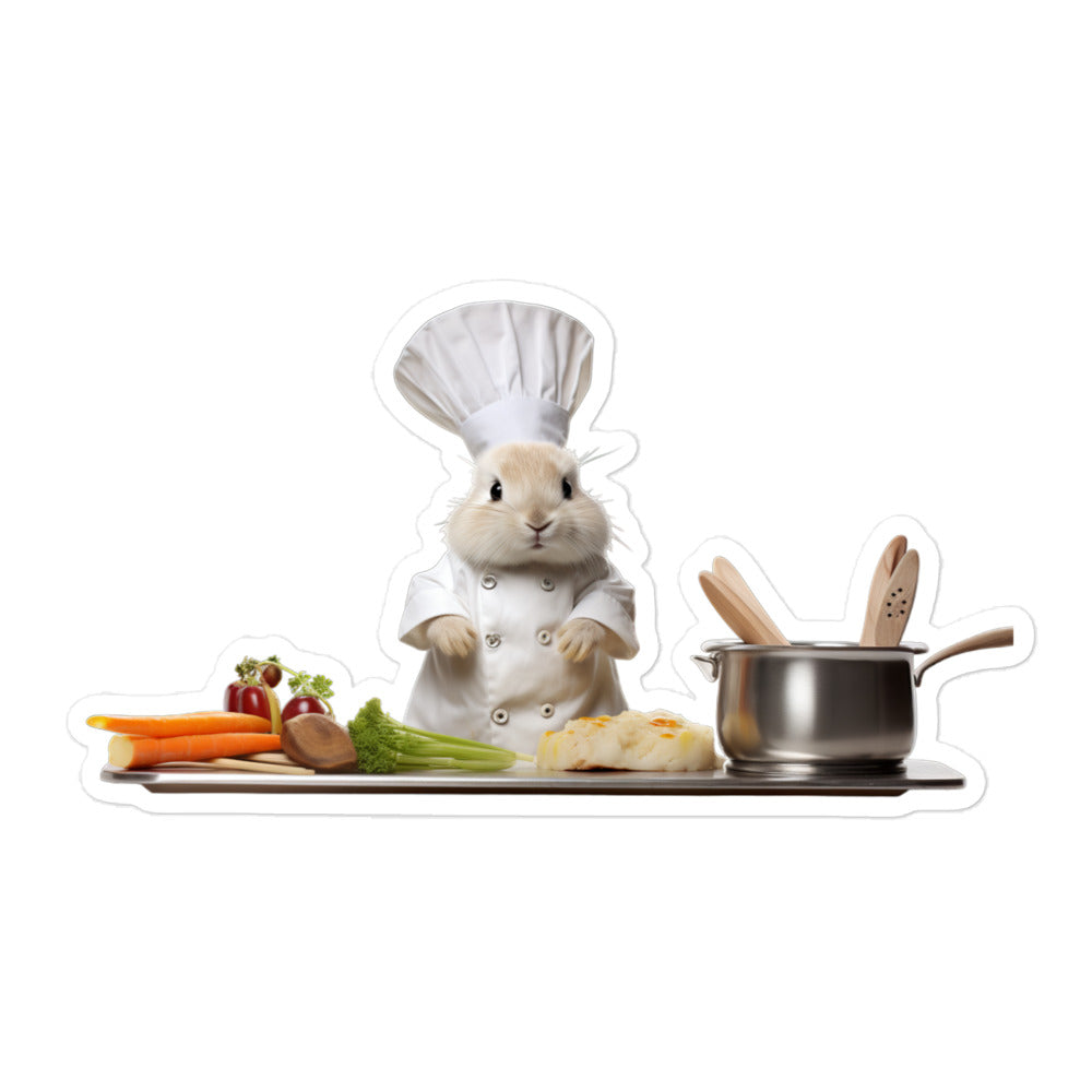 Satin Angora Chef Bunny Sticker - Stickerfy.ai