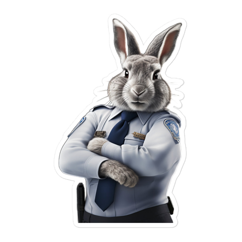 Silver Fox Security Officer Bunny Sticker - Stickerfy.ai