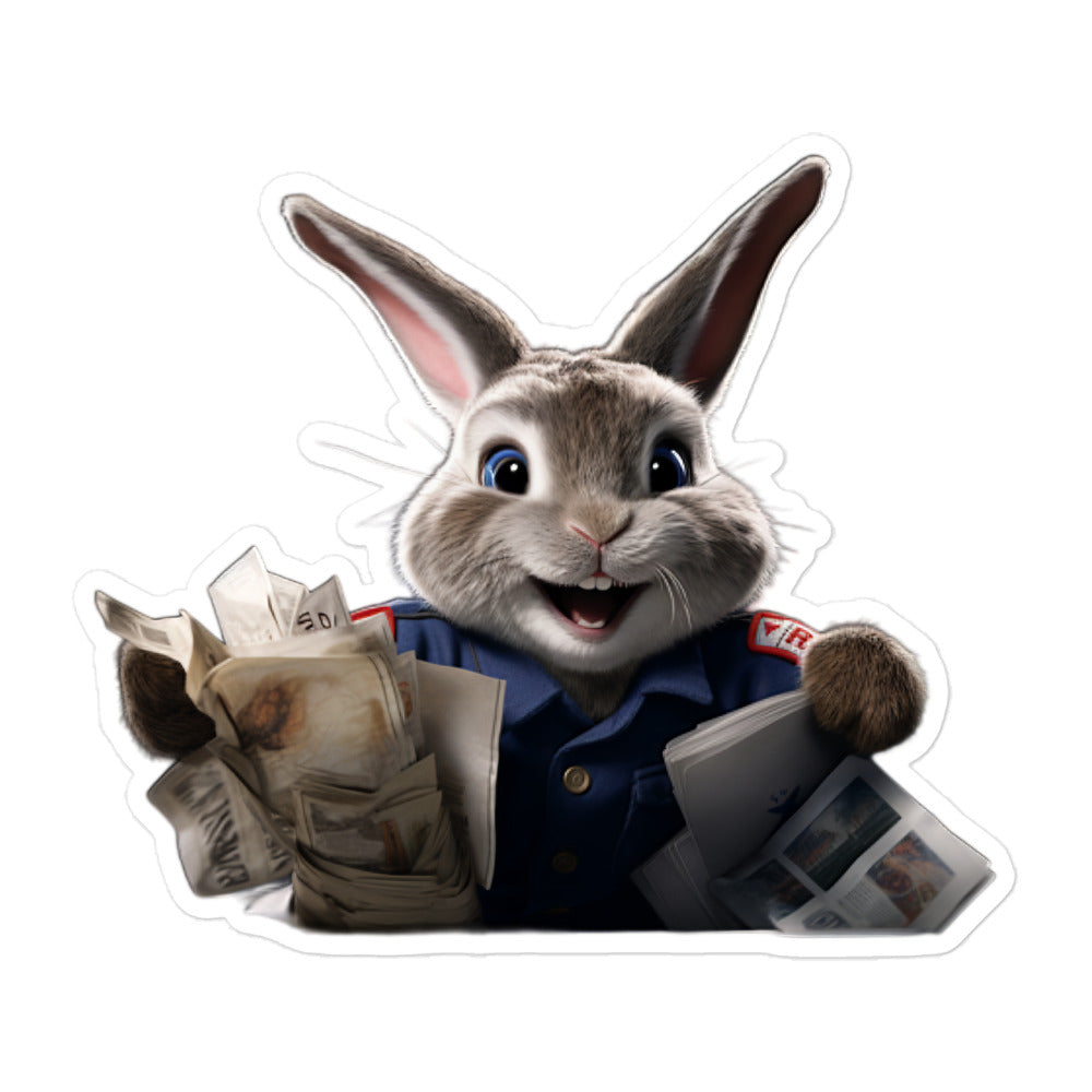 Silver Fox Mail Carrier Bunny Sticker - Stickerfy.ai