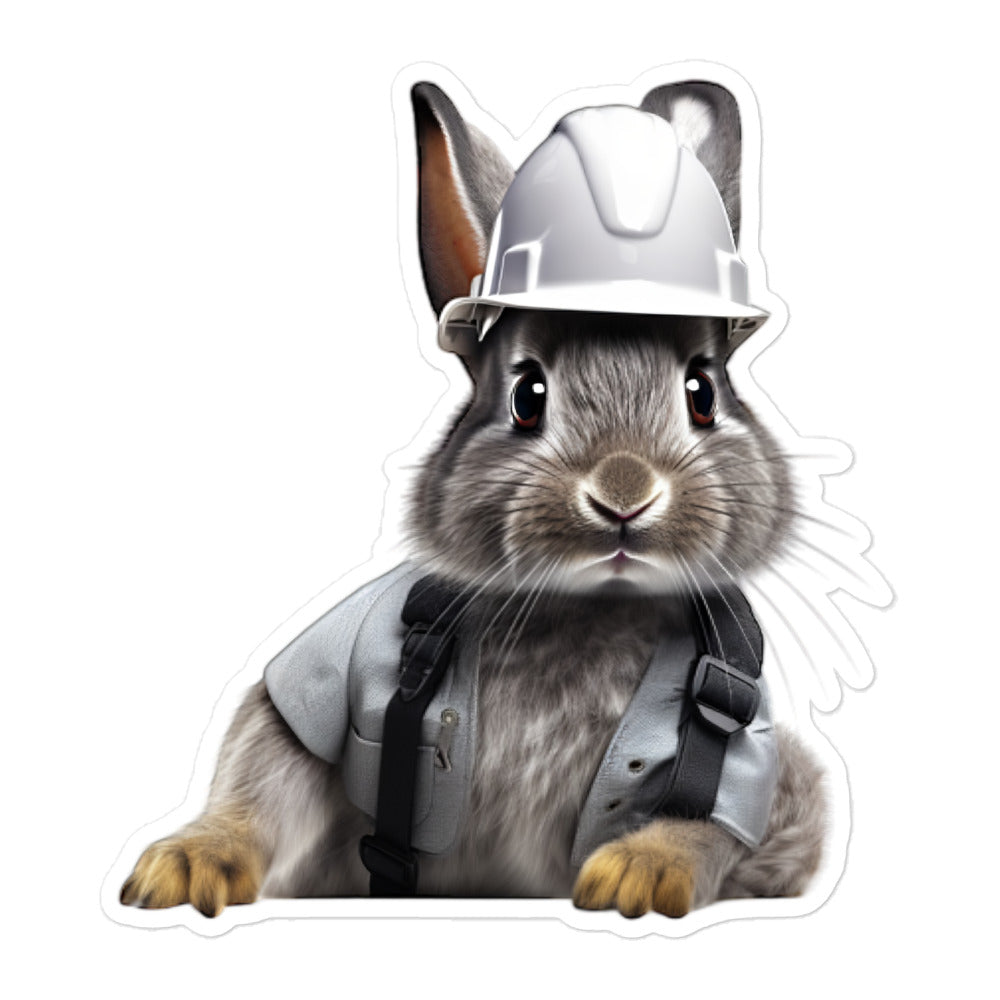 Silver Fox Contractor Bunny Sticker - Stickerfy.ai