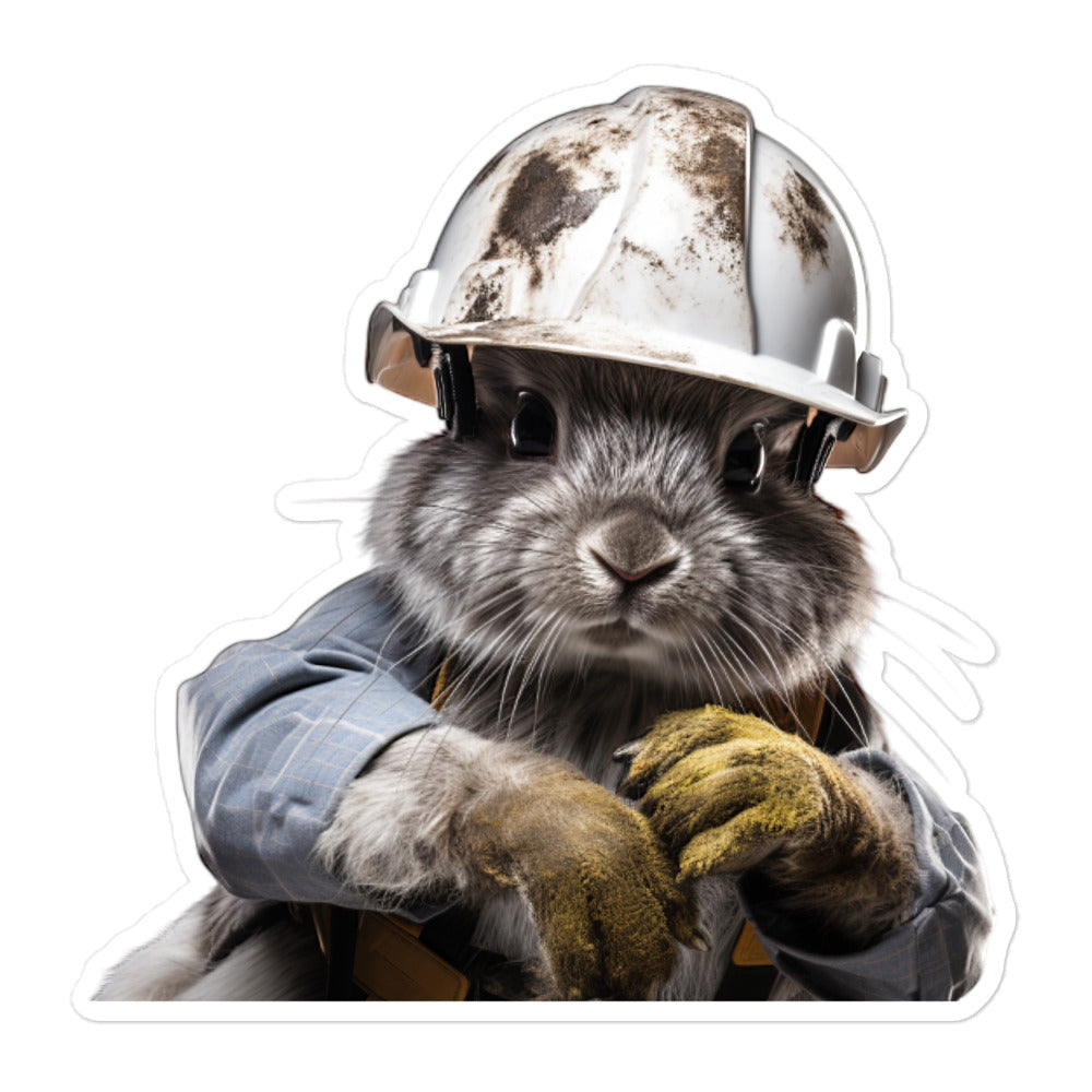 Silver Fox Contractor Bunny Sticker - Stickerfy.ai