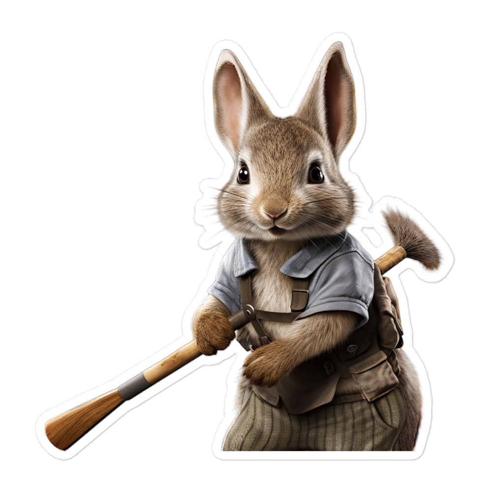 Silver Marten Diligent Janitor Bunny Sticker - Stickerfy.ai