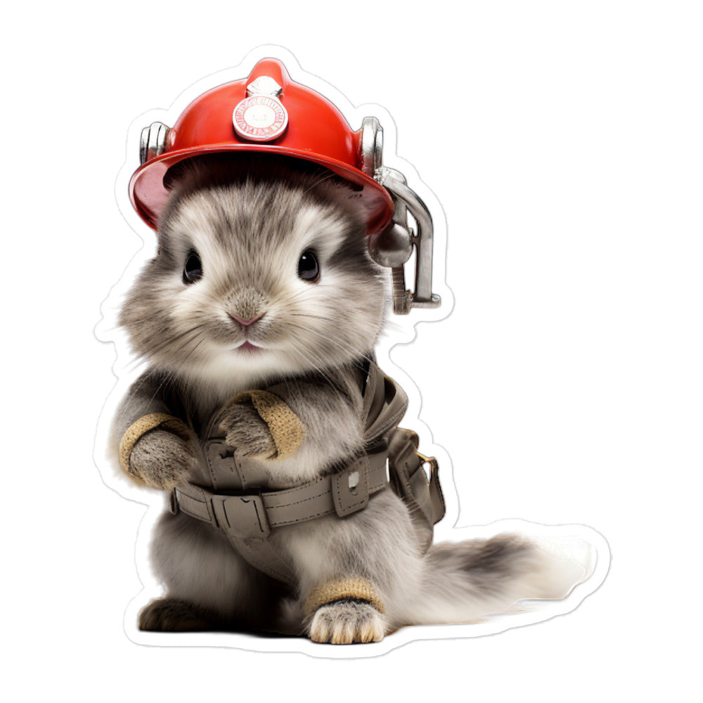 Silver Marten Brave Firefighter Bunny Sticker - Stickerfy.ai
