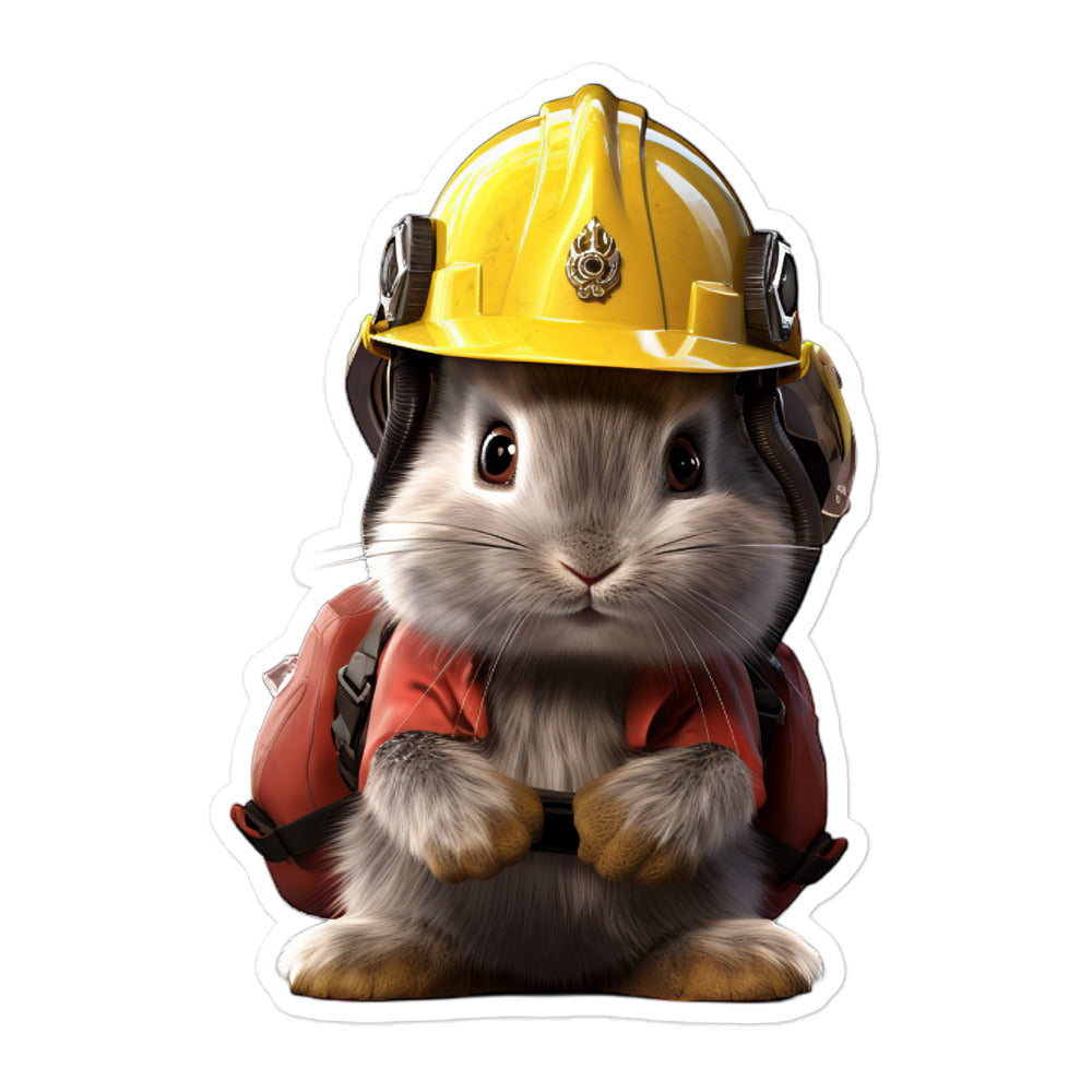 Silver Marten Brave Firefighter Bunny Sticker - Stickerfy.ai