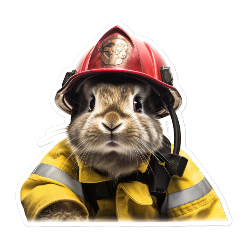 Polish Brave Firefighter Bunny Sticker - Stickerfy.ai