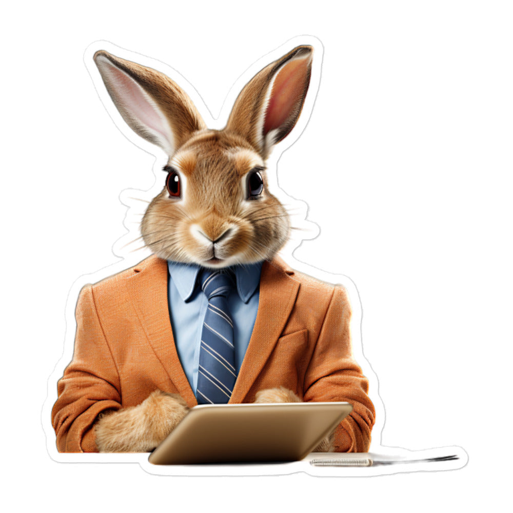 Tan Persuasive Sales Bunny Sticker - Stickerfy.ai