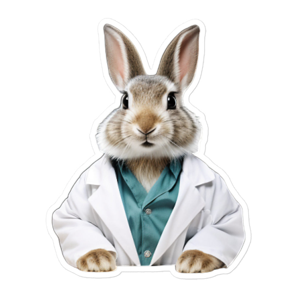 Tan Knowledgeable Pharmacist Bunny Sticker - Stickerfy.ai