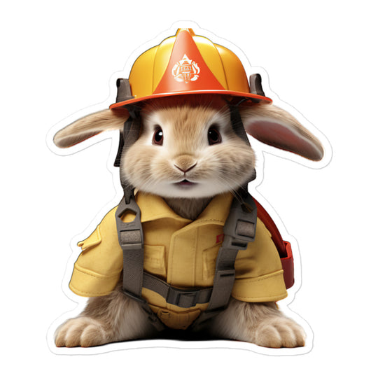 Tan Brave Firefighter Bunny Sticker - Stickerfy.ai