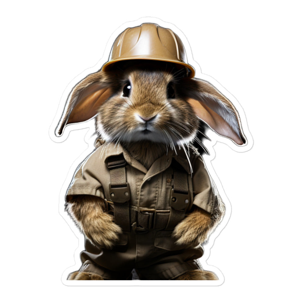 Tan Contractor Bunny Sticker - Stickerfy.ai