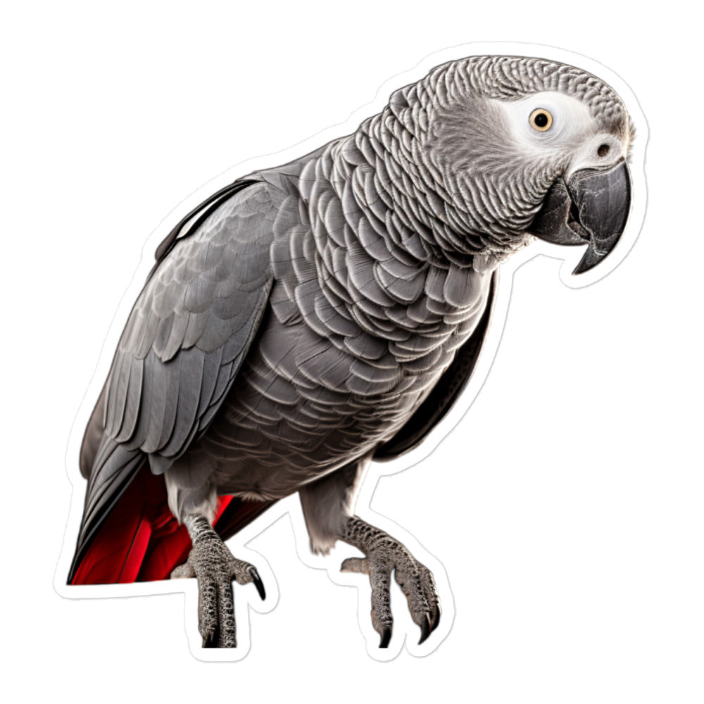 African Grey Parrot Sticker - Stickerfy.ai